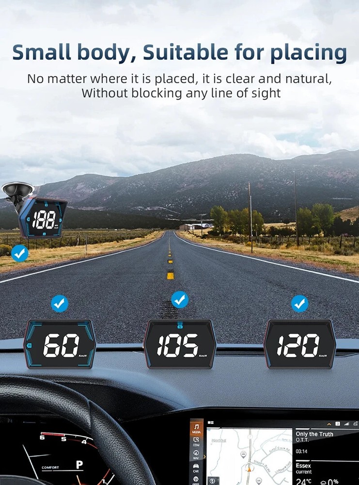 Car Digital Speedometer Head-up Display Security Overspeed Alarm Speed Compass