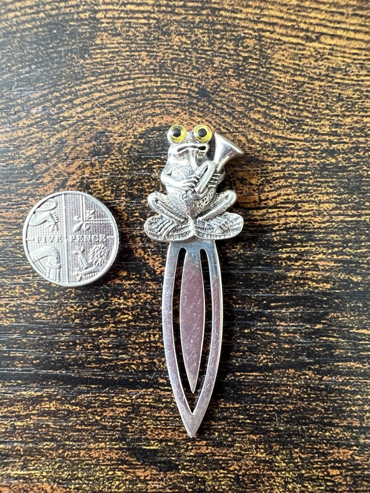 Sterling 925 Solid Silver Frog Toad Bookmark 6cm Booktok Beautiful Gift