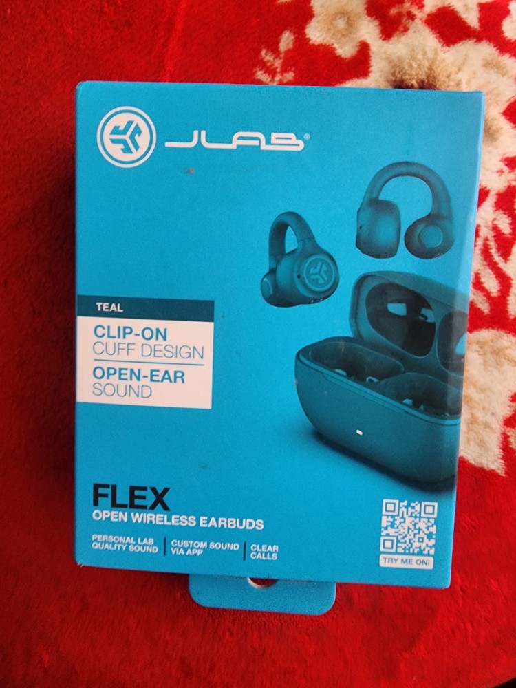 JLab Flex Open Earbuds Clip-on Cuff Design Wireless Bluetooth Multipoint - Teal