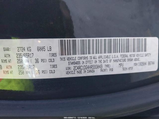 Driver Left Front Window Regulator Fits 17-25 PACIFICA 4938985