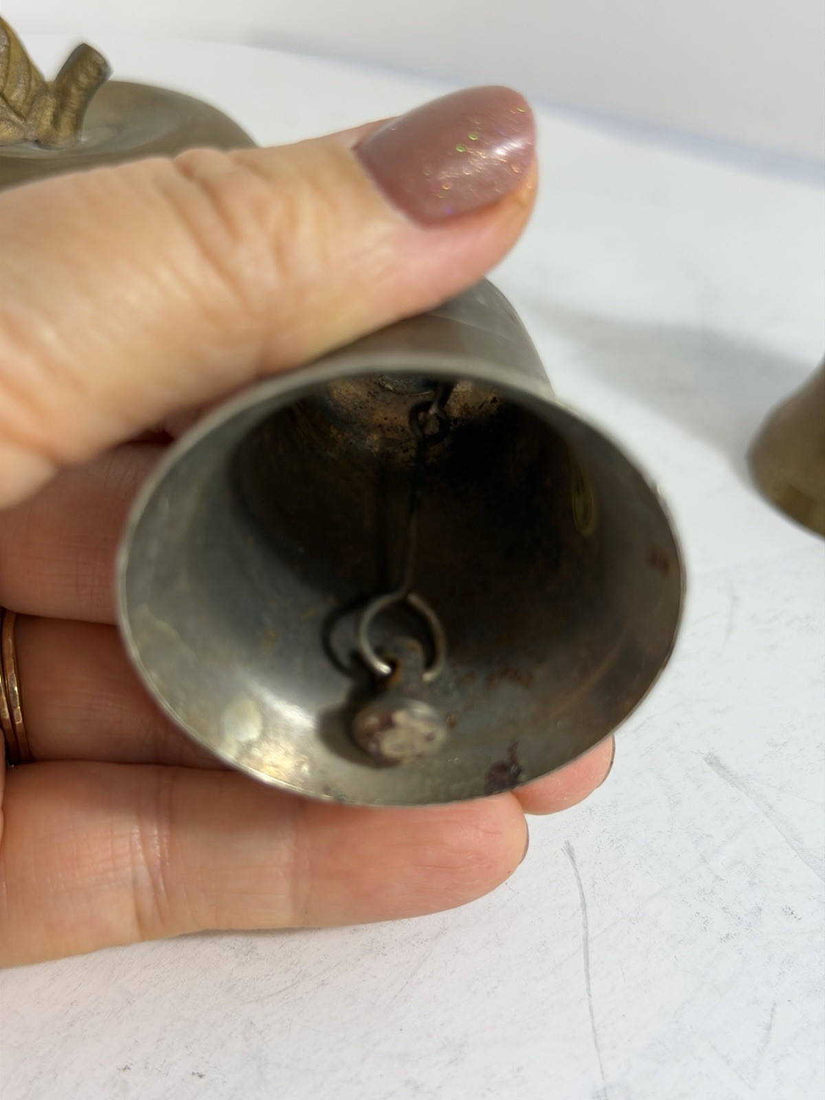 Vintage Brass Bell Lot 8pcs Mixed Decor Apple Figurine Lady MCM Metal