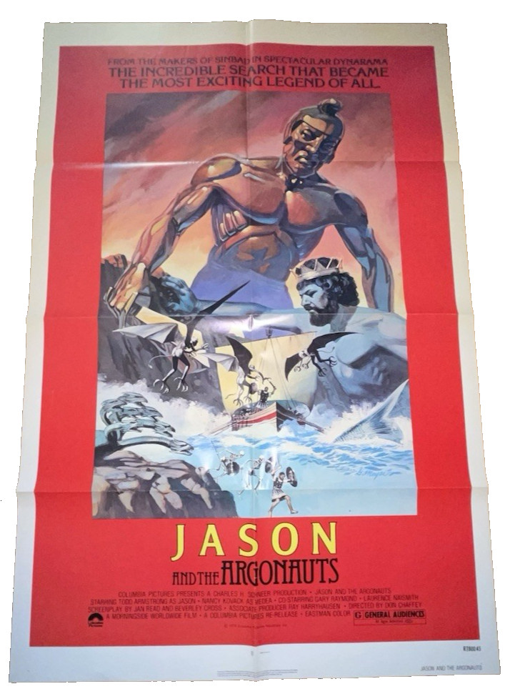 ORIG. MOVIE POSTER~ JASON & THE ARGONAUTS~1963/1978 RE~ ONE SHEET 27X40-3/4"