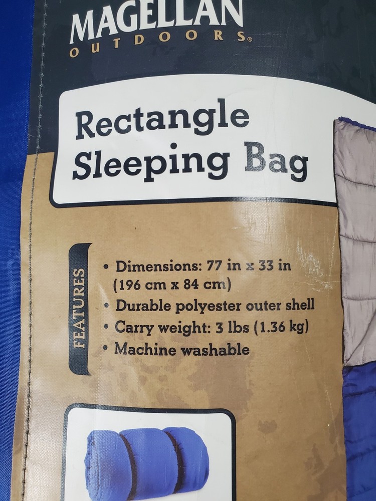 Magellan Outdoors Rectangular Sleeping Bag 45 Degrees 77" x 33" Blue