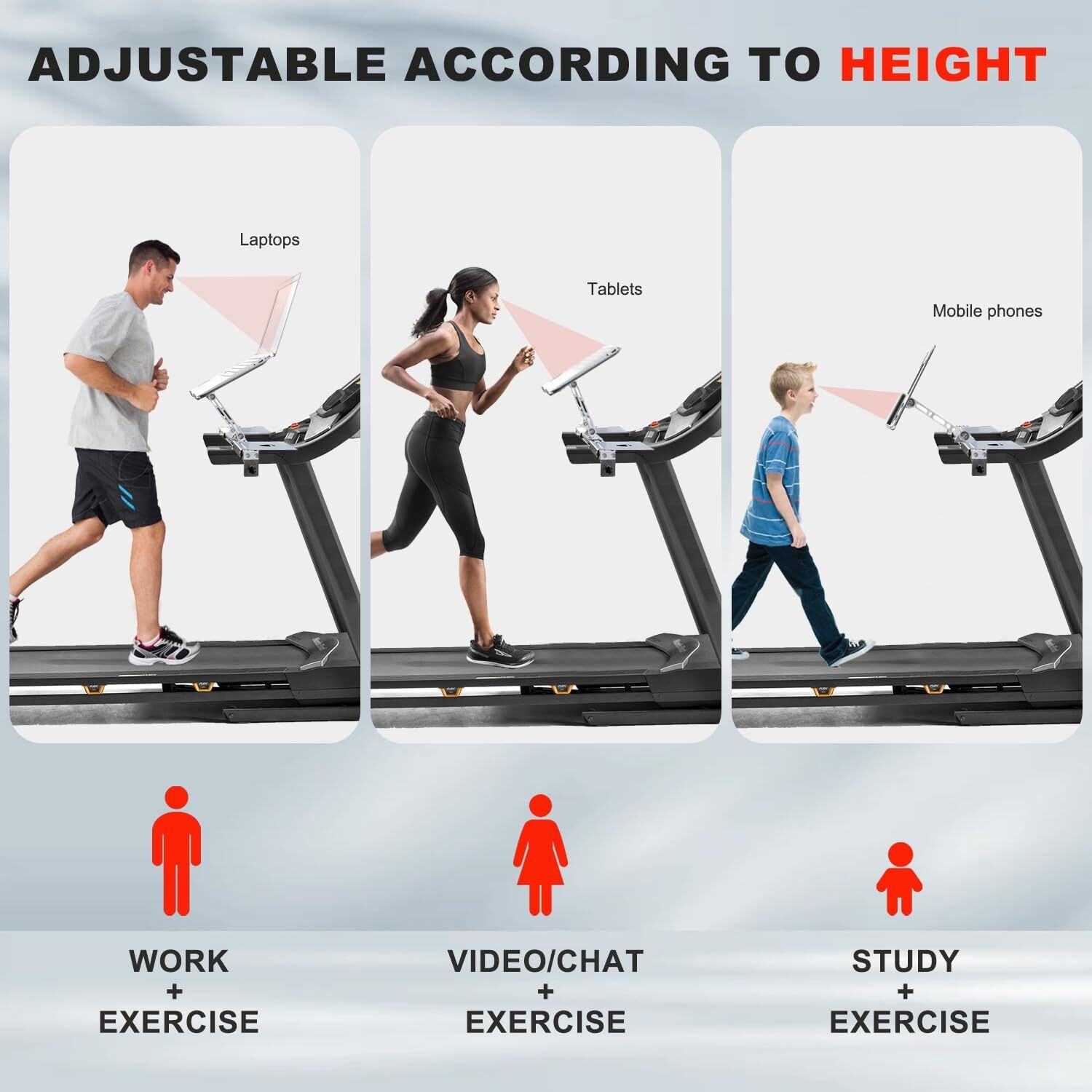Treadmill Laptop Holder Adjustble Height Width