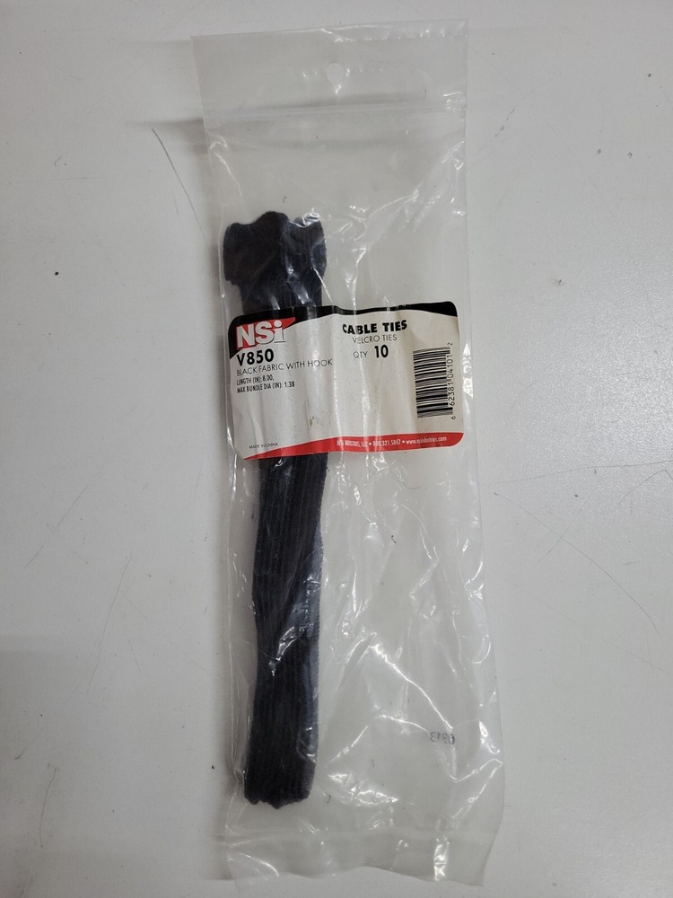1) New! NSi Hook & Loop 8" 10ct V850 Cable Ties