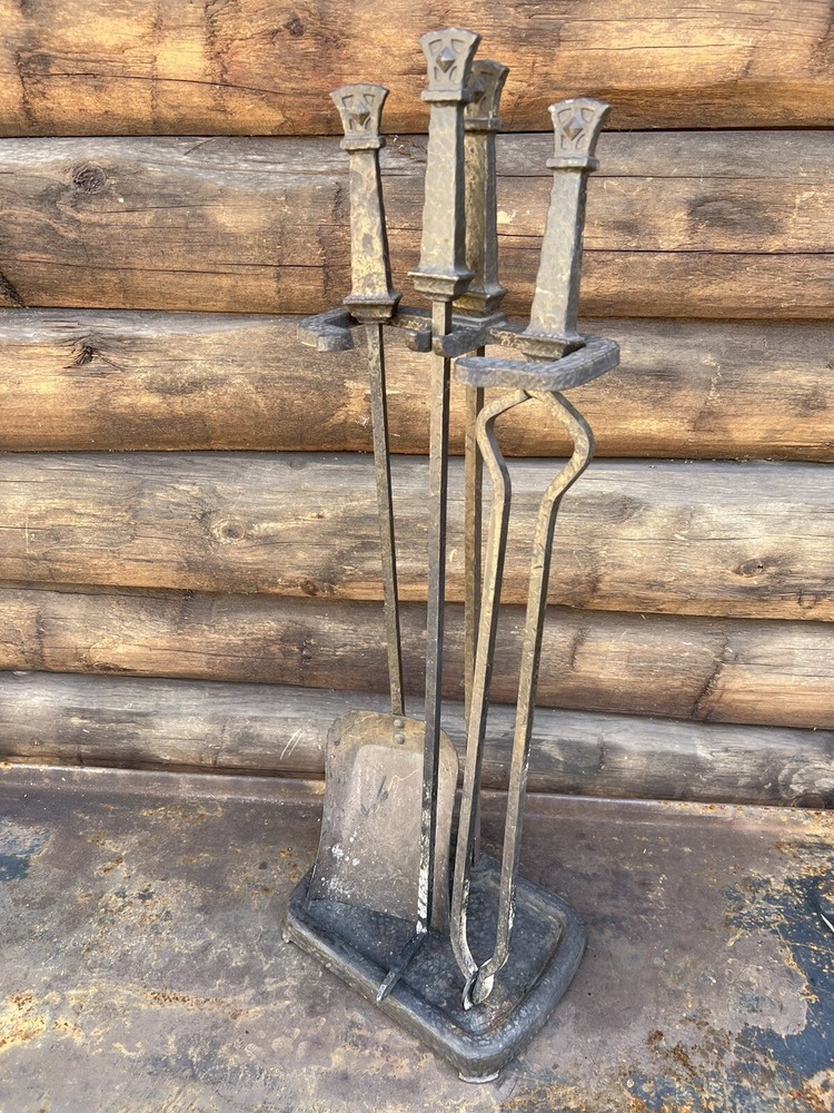 Antique Fireplace Tools Peerless  Hammered Finish Early 1900’s