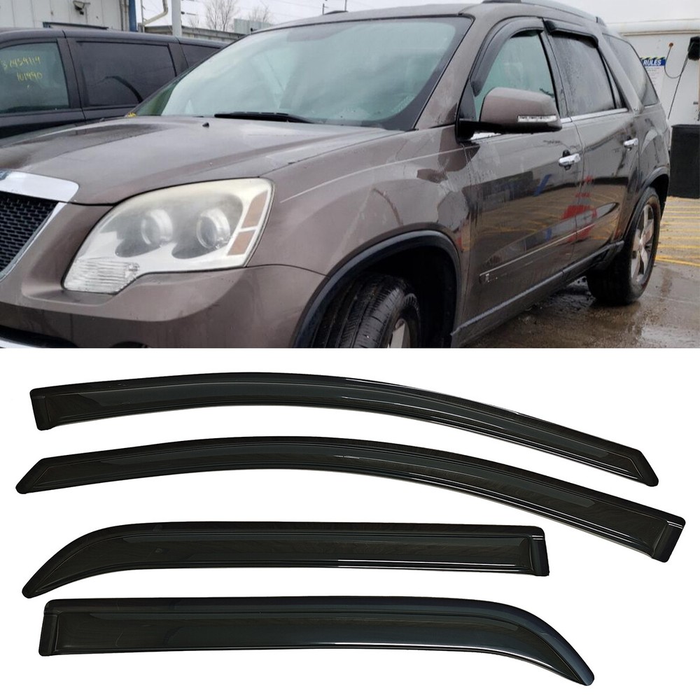 Fit 2007-2016 GMC Acadia Window Visors Sun Vent Shade Rain Wind Guards Smoke
