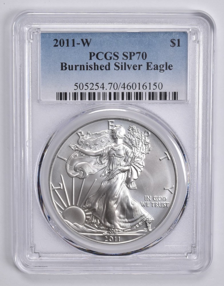 2011-W BURNISHED SILVER EAGLE SP70 PCGS Blue Label