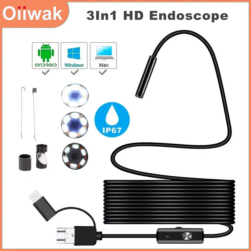 1M 6LED USB Snake Endoscope Borescope HD Inspection Camera Scope Waterproof