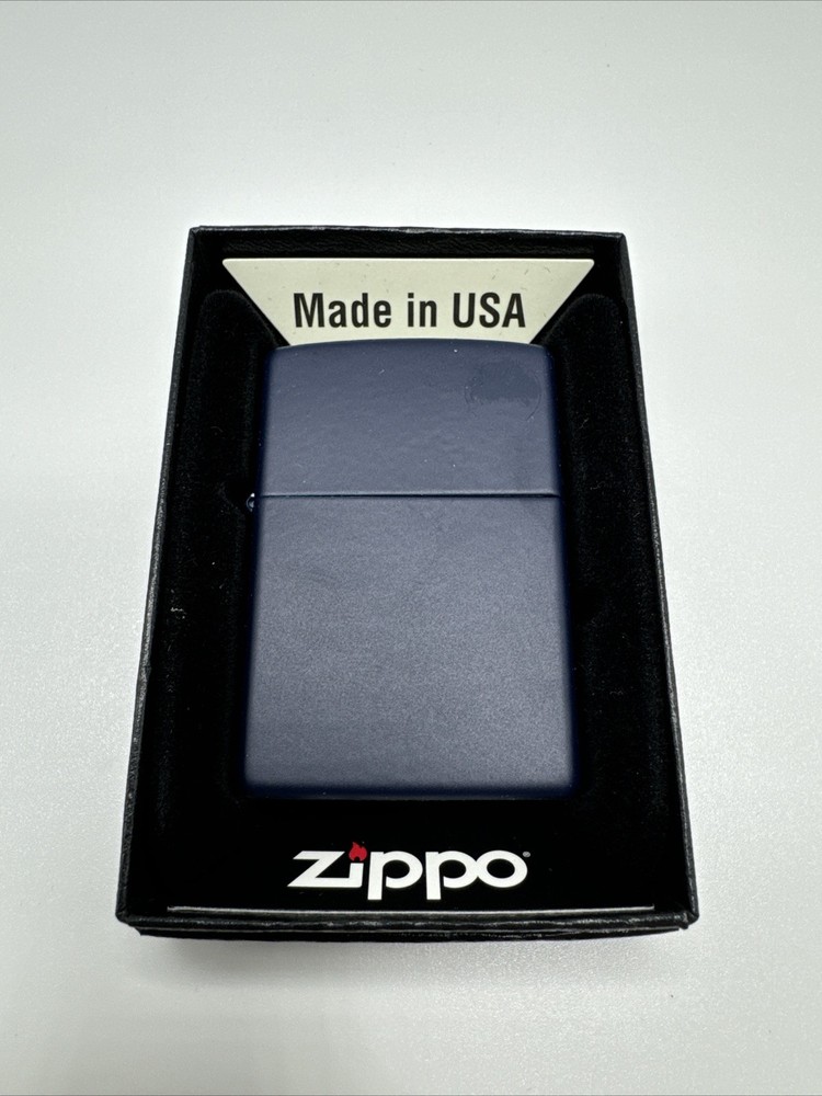 Zippo Authentic Classic Navy Matte 239 Design Double Torch Lighter Gift Set