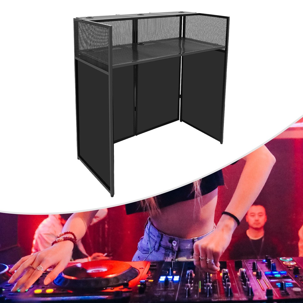 Rolling DJ Display Stand, DJ Event Booth Facade, Portable DJ Facade Booth Table