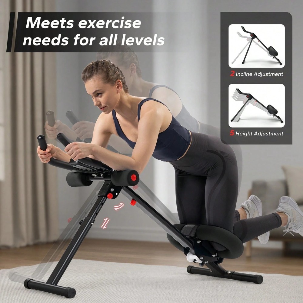 Foldable Ab Machine Adjustable Workout Equipment Core Trainer w/ LCD Display