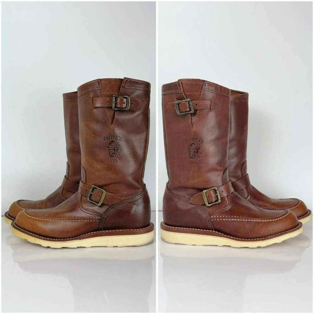 Chippewa Boots 97877 Leather Brown Moc Toe Engineer Boots Size 7E