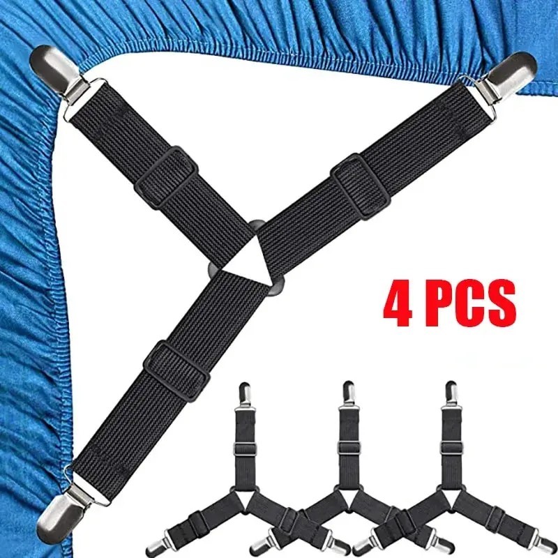 Adjustable Triangle Bed Sheet Clips Holders Suspenders Mattress Grip