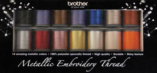 Brother 14 Spool Metallic Machine Embroidery Thread Set MTPK14