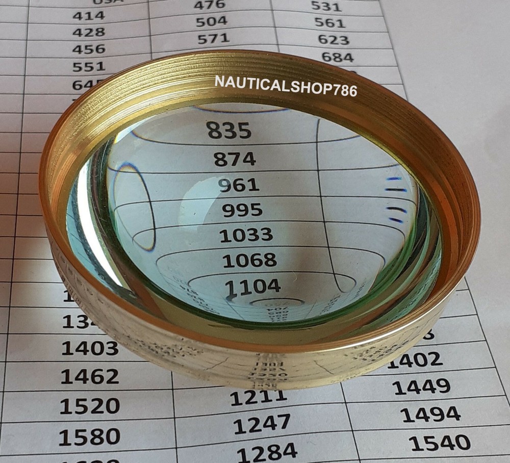 Vintage Solid Brass Desk Magnifying Glass Chart Paper Reader Weight Magnifier