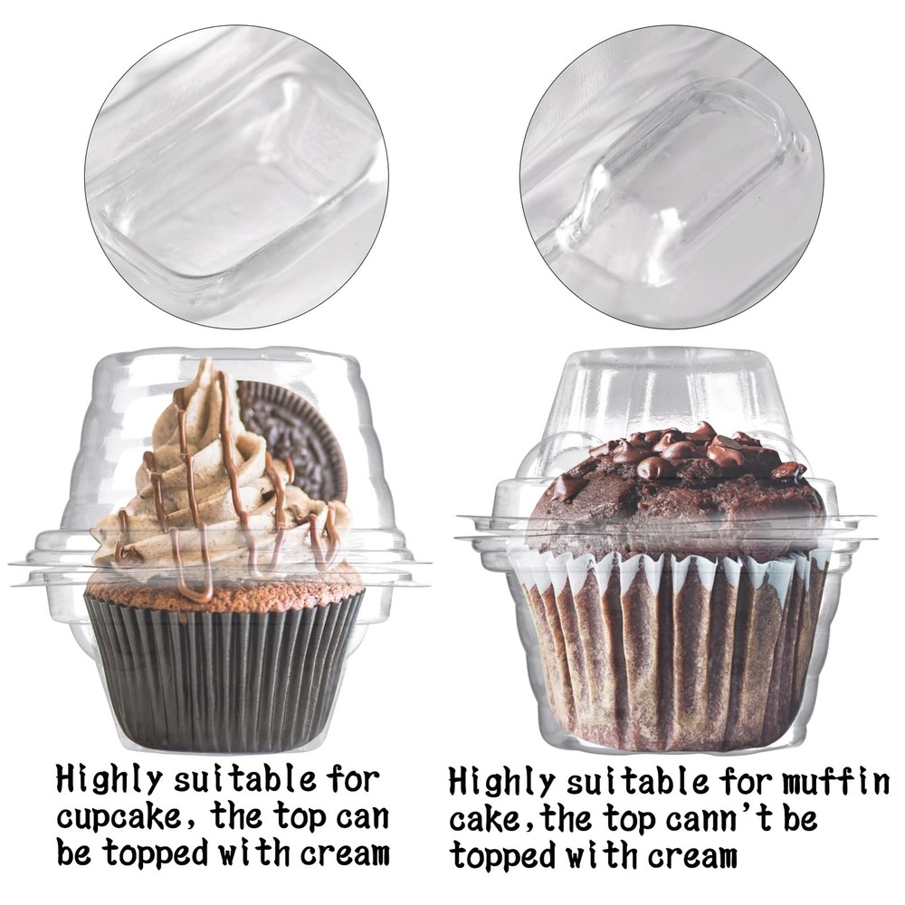 50 Pack Individual Cupcake Containers Plastic Cupcake Boxes Cupcake Holders