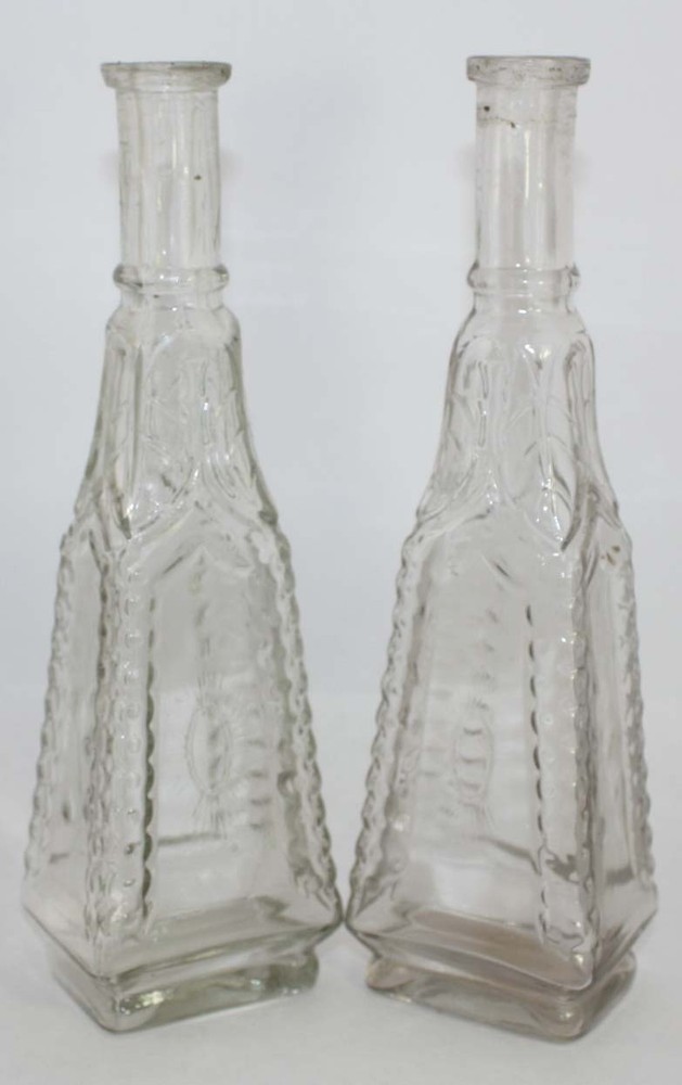 2 FANCY BLOWN CATHEDRAL TYPE COLOGNES