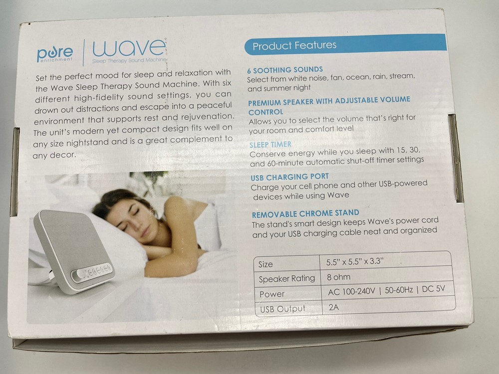 Pure Enrichment WAVE Premium Sleep Therapy Sound Machine Seamless Looping Timer