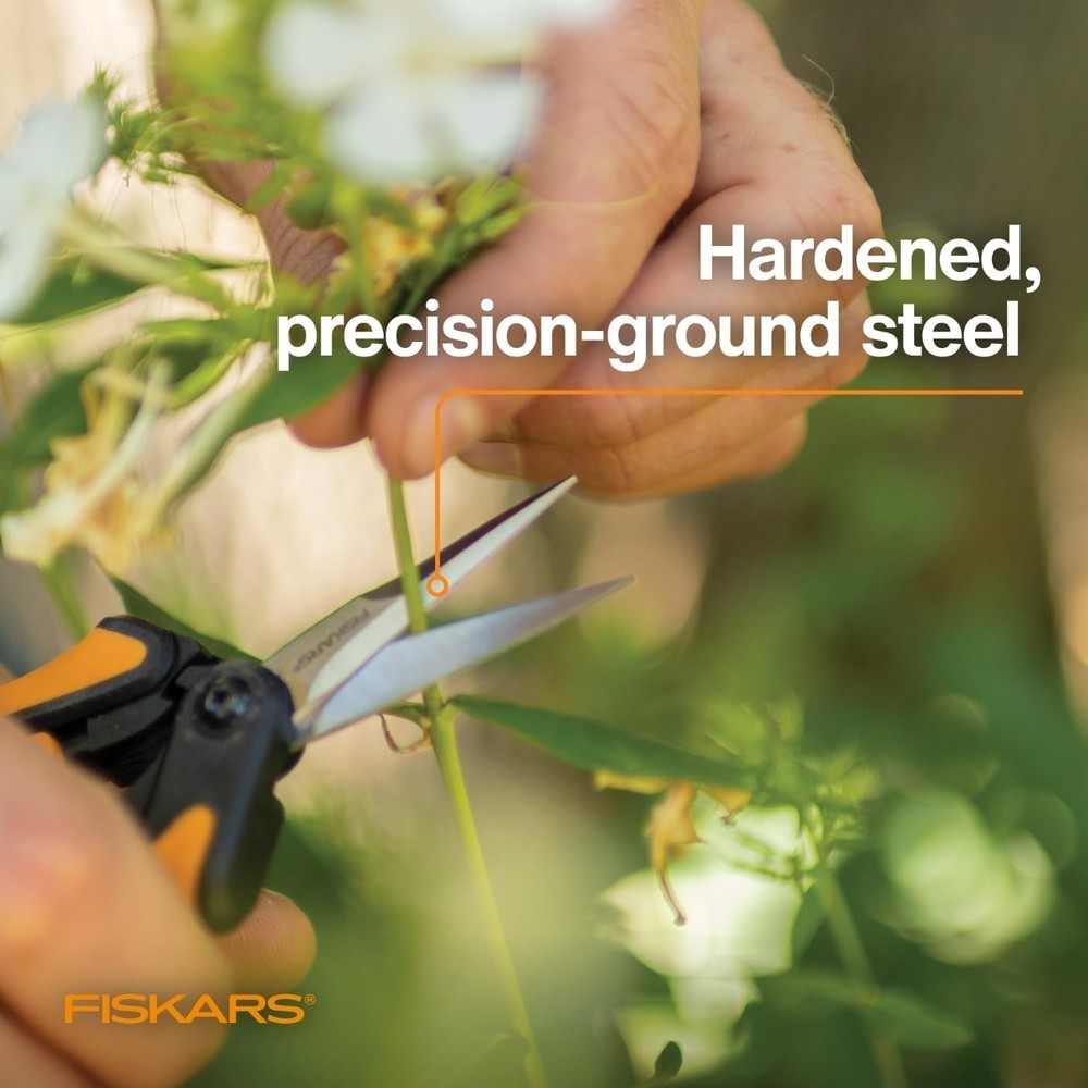 Fiskars Pruning Scissors | 6" Garden Snips Precision Micro Tip | Stainless Steel