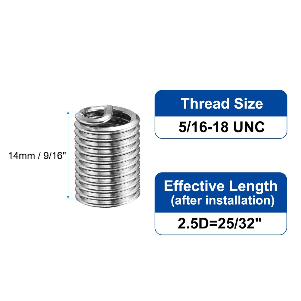 30pcs Wire Thread Inserts 5/16-18 UNC 2.5D Helical Threaded Sleeve Thread Repair