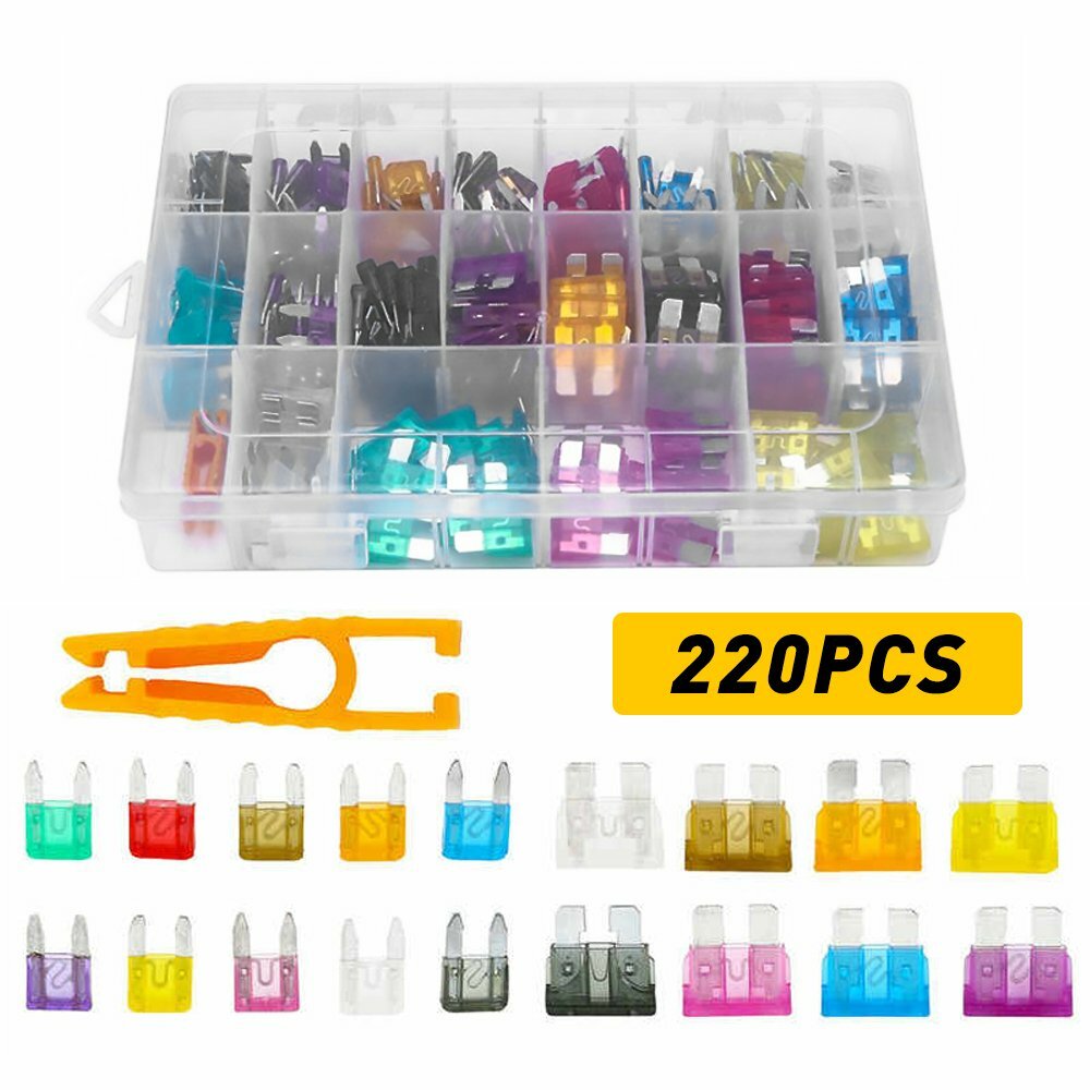 220 pc Car Fuse Assorted Auto Replacement fuses regular size blade ATC ATO ATM