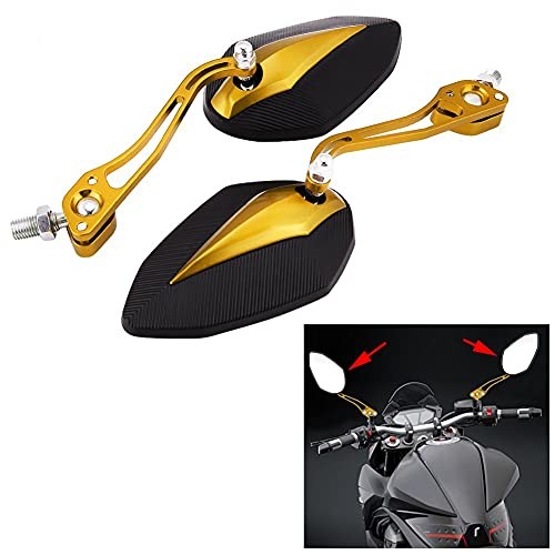 Universal Motorcycle Mirrors, Adjustable Side Mirrors, Rustproof Yellow