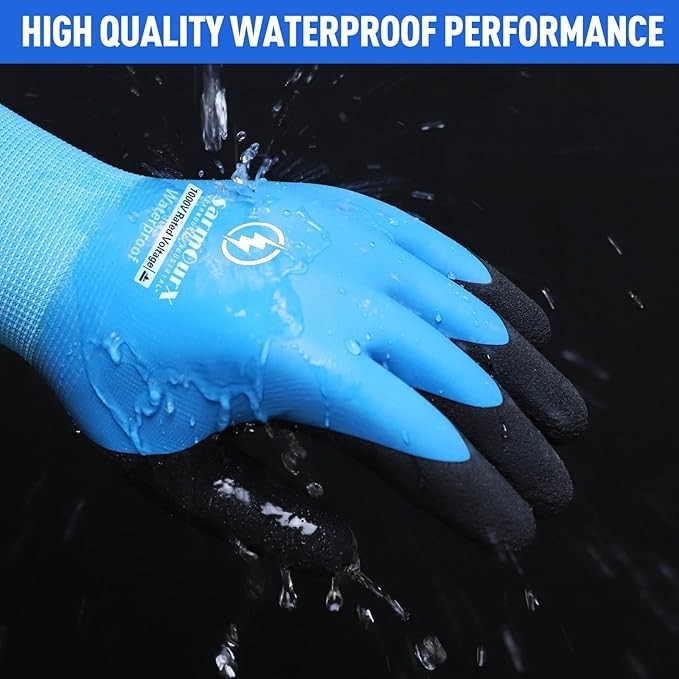 1000V High Voltage Electrical Gloves Insulated Rubber, Waterproof Non-Slip Palm