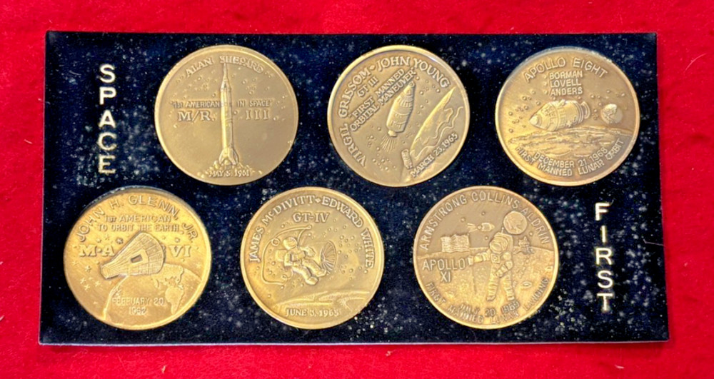 Space First 5 Coin Bronze Medallion Set in plastic case