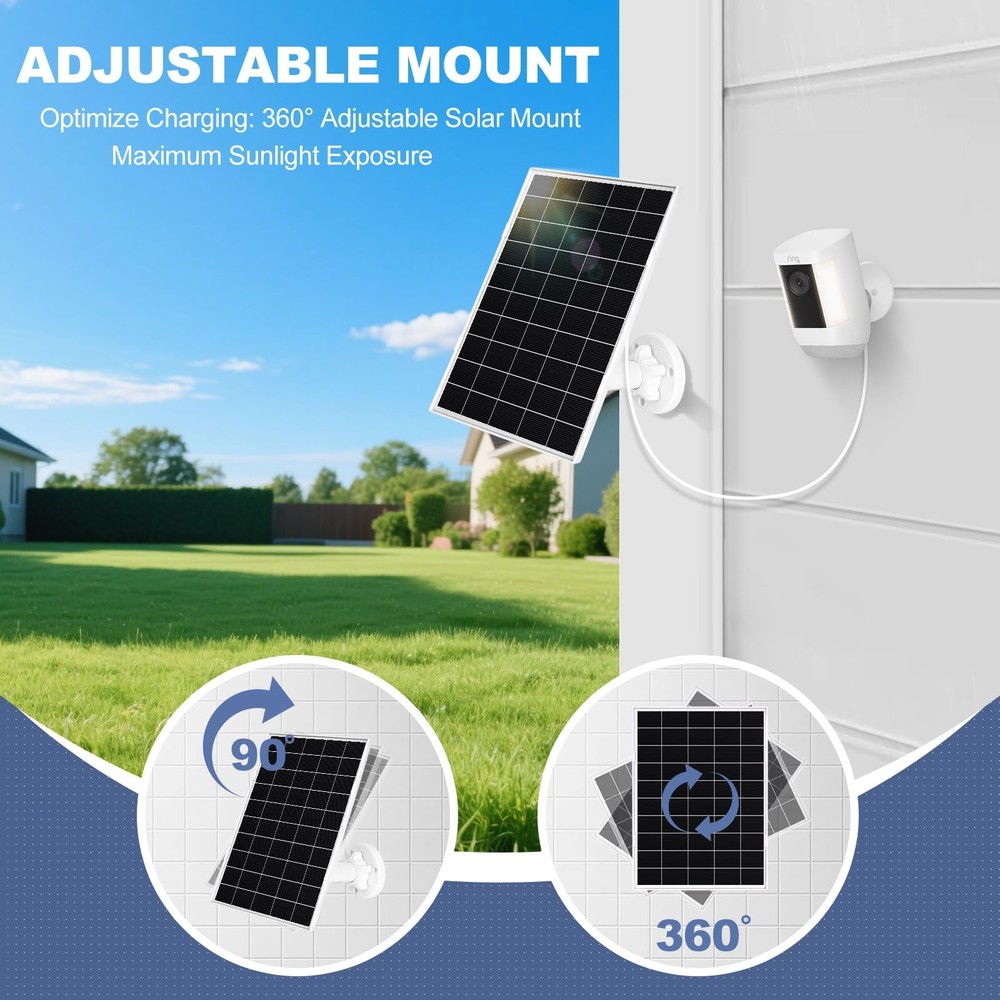 2 Pack 8W Solar Panel for Ring Camera Outdoor Wireless, Compatible with Outdo...