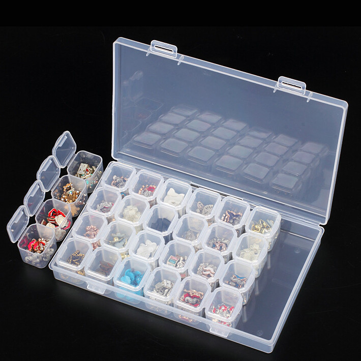6 Pack Diamond Painting Storage Boxes, 28 Grids Per Case, 168 Total Compartments