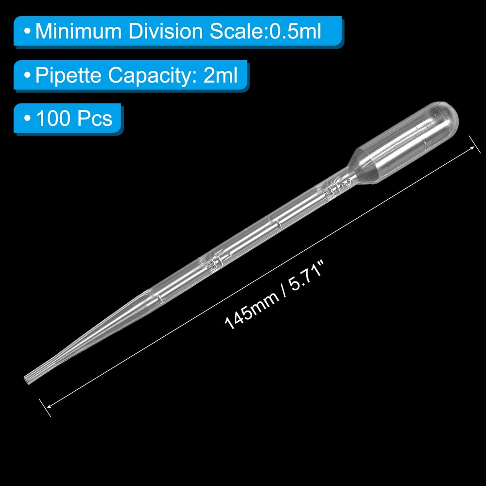 Disposable Transfer Pipette, 100pcs 2ml LDPE Pipette Individually Wrapped