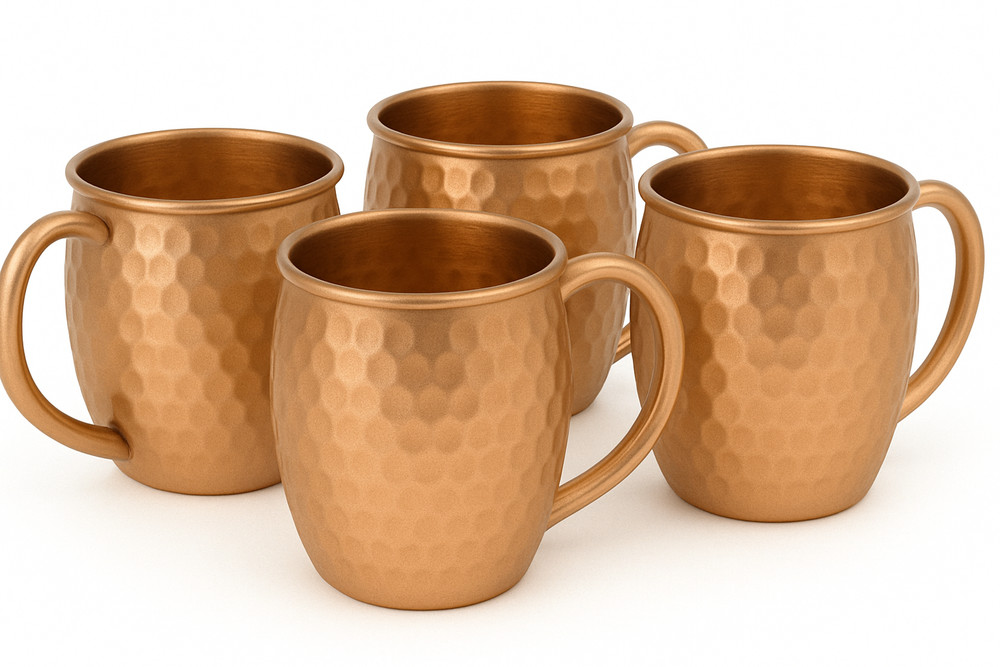 100% Handmade 16oz Solid Copper Mule Mug – Barrel Shaped Mug (Set of 4)
