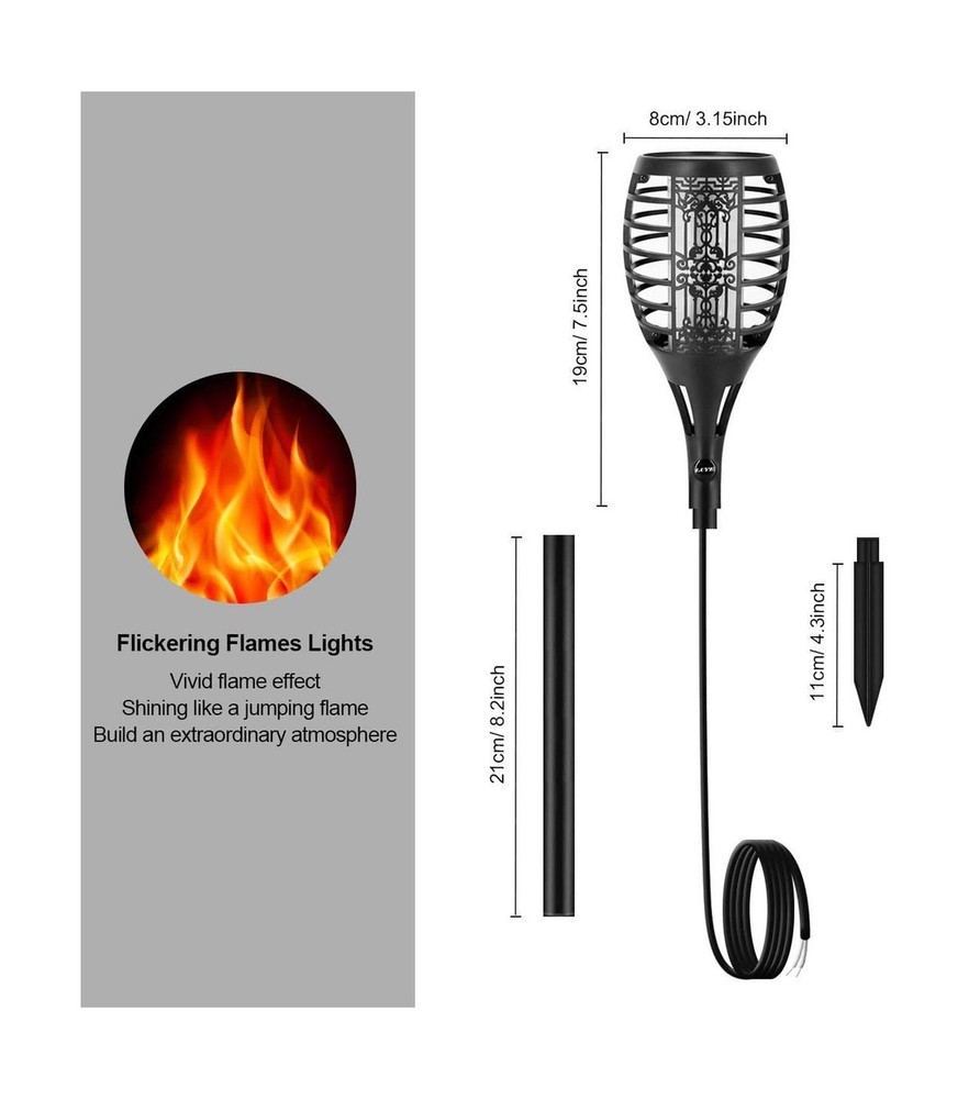 LUYE Low Voltage Torch Landscape Lights Wired Flickering Flames Torches Pathw...