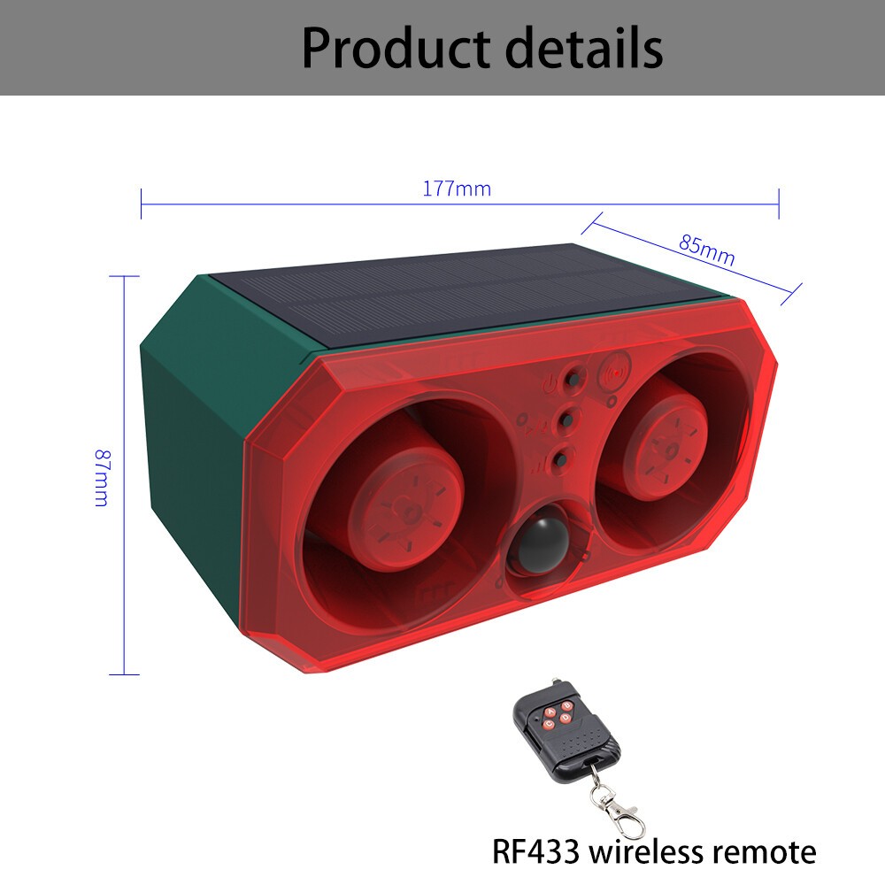 Solar Warning Light 130db with Motion Sensor and Remote