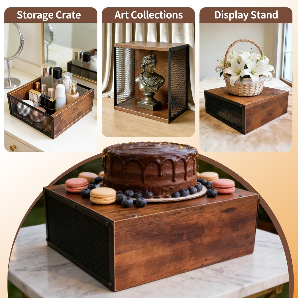Buffet Risers, 12" Rustic Cupcake Stand Industrial Wood Risers Display Stands...