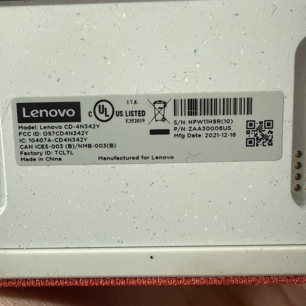 Lenovo Smart Clock Essential with Alexa CD-4N342Y Missing Cord I2
