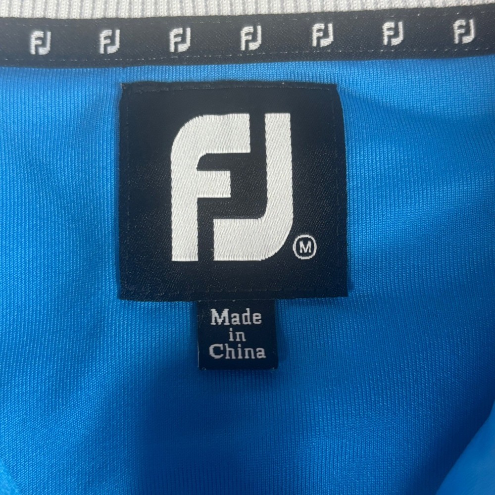 FootJoy Quarter Zip Pullover Mens Medium Blue White Golf Athletic Performance