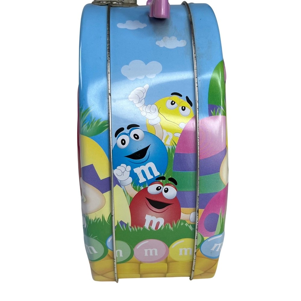 M&Ms Easter Themed Tin Lunch Box Handle Blue