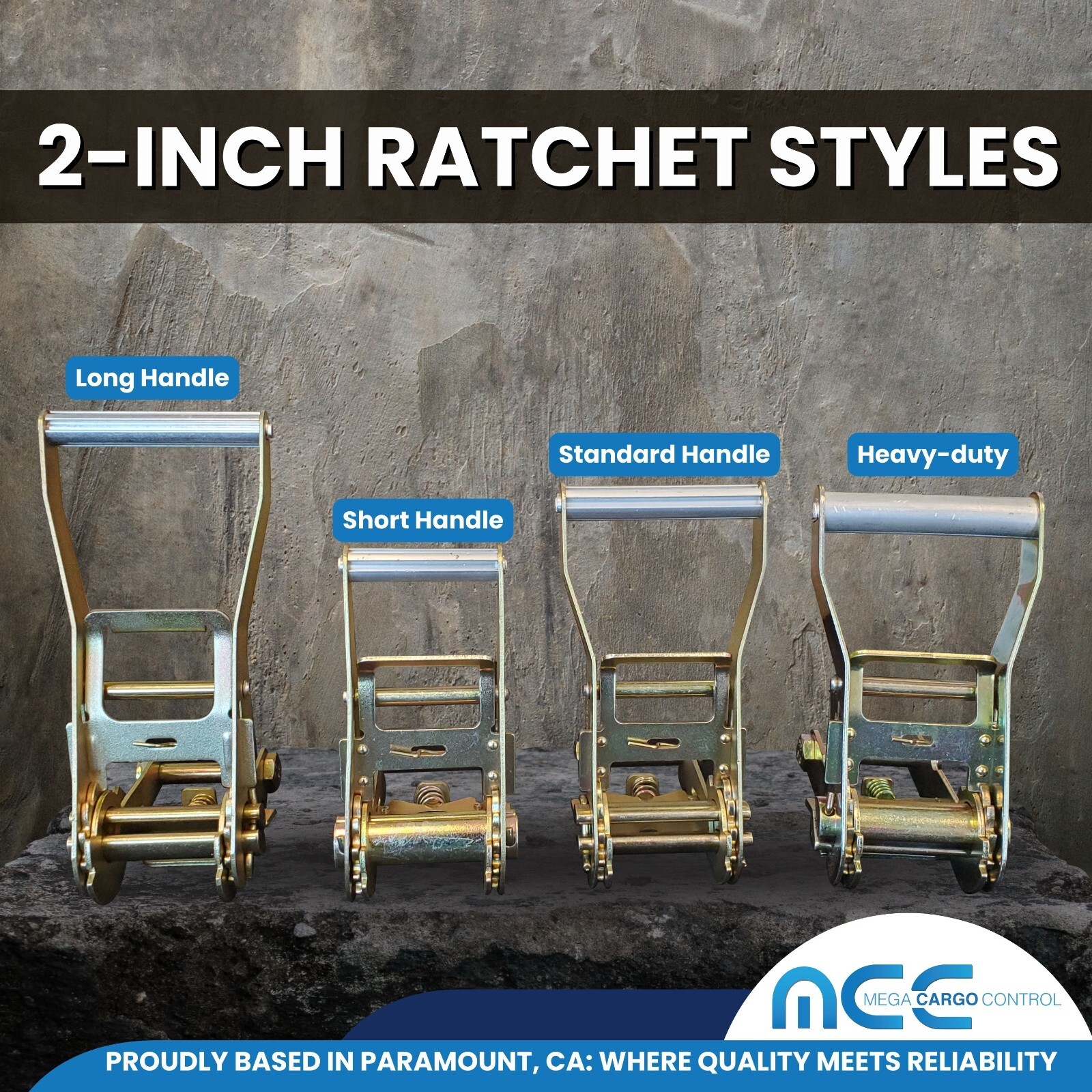 4 Pack 2" Ratchet Buckle for Tie-Down Straps Flatbed Truck Tow Truck Trailer