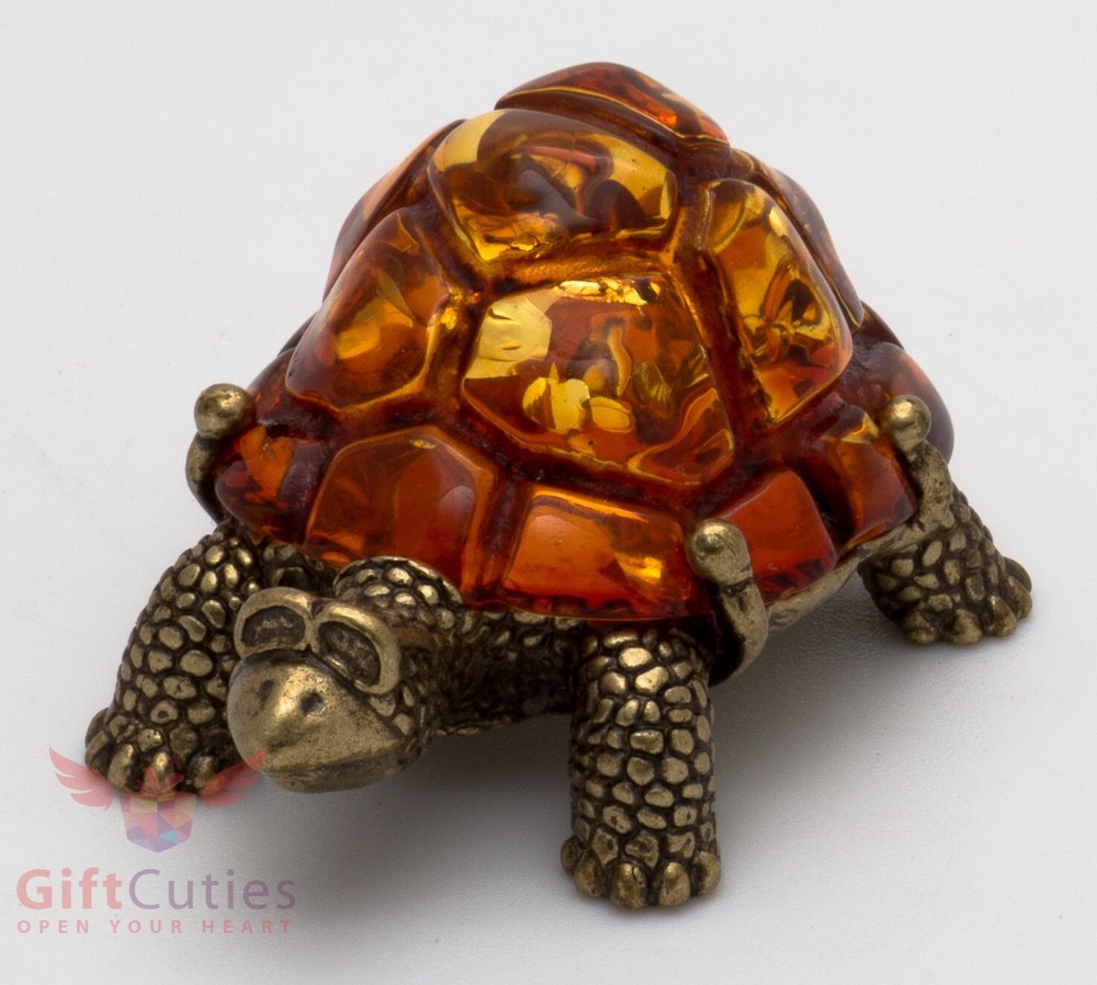 Solid Brass Amber Figurine Tortoise Turtle talisman Totem IronWork