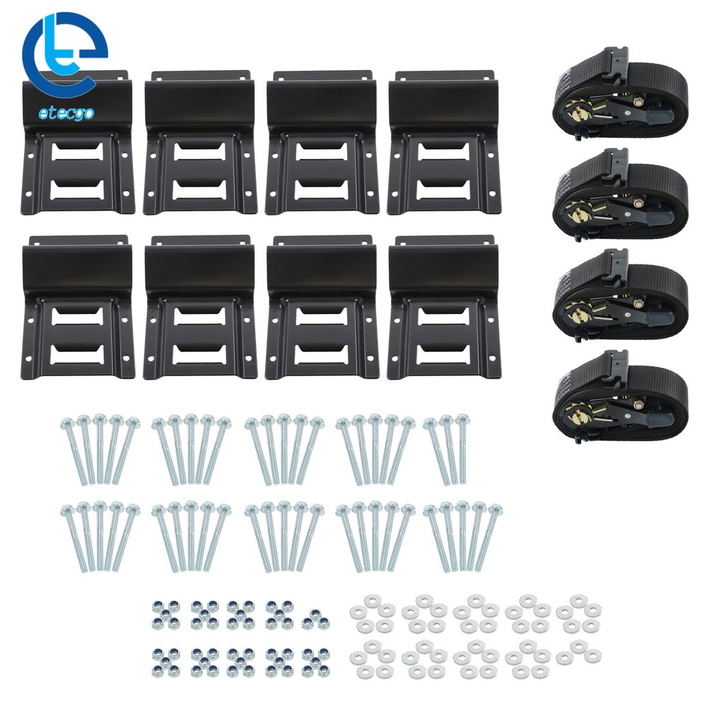 Black Wheel Chock and Ratchet Strap Bundle 2 Sets 9ft With Storage Bag For Van