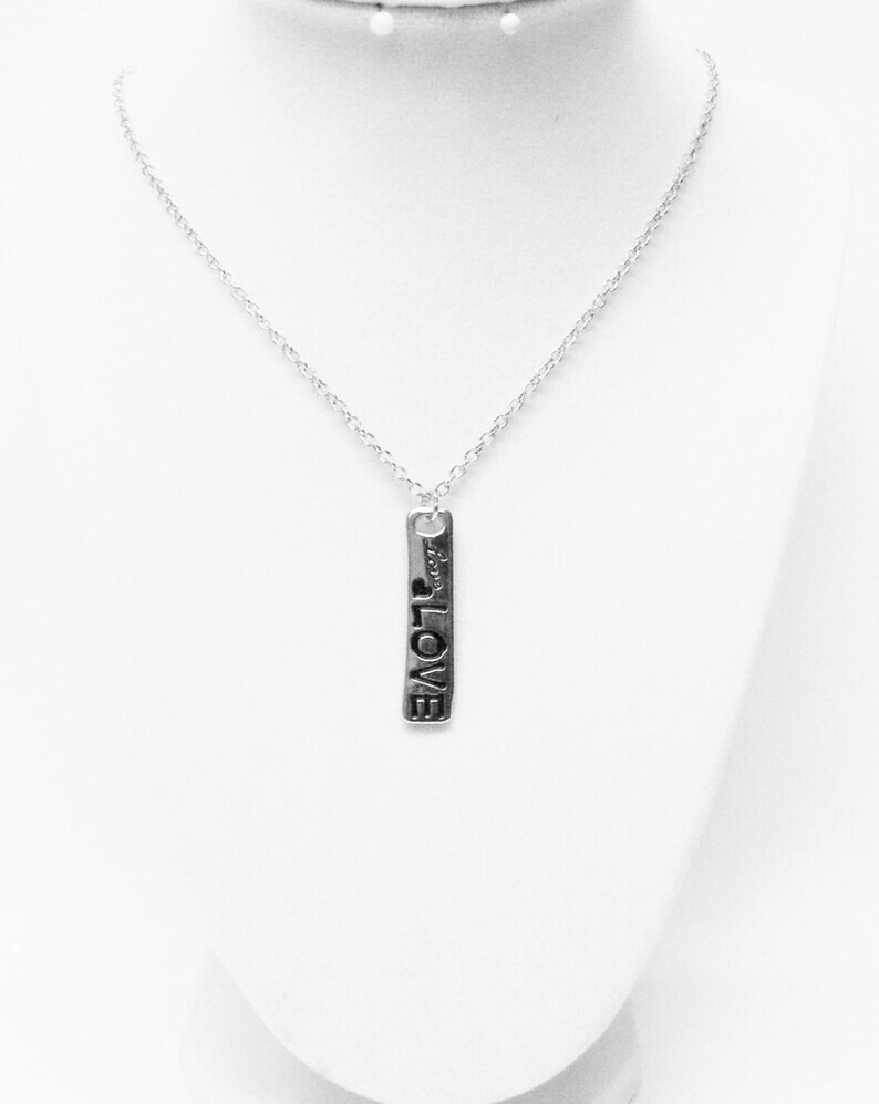 Oblong Silver Plated “LOVE” Charm Necklace