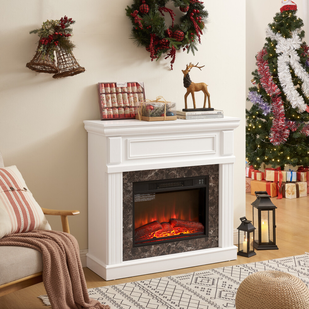 Electric Fireplace with Mantel with 23" Fireplace Insert, Adjustable Flame