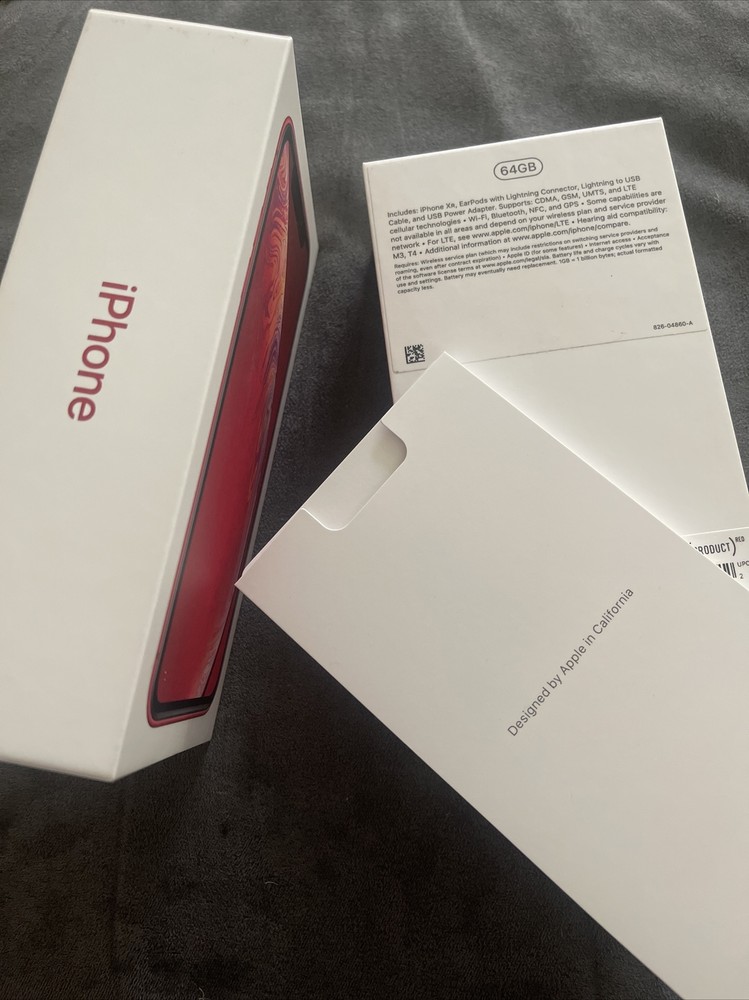 Apple iPhone Red XR Retail Box • EMPTY BOX ONLY / No Device - Papers & Stickers