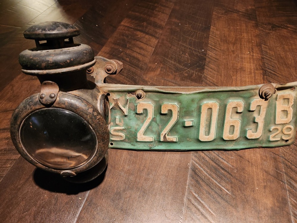 Model T Rear Kerosene Taillight With Tag Bracket And Tag.