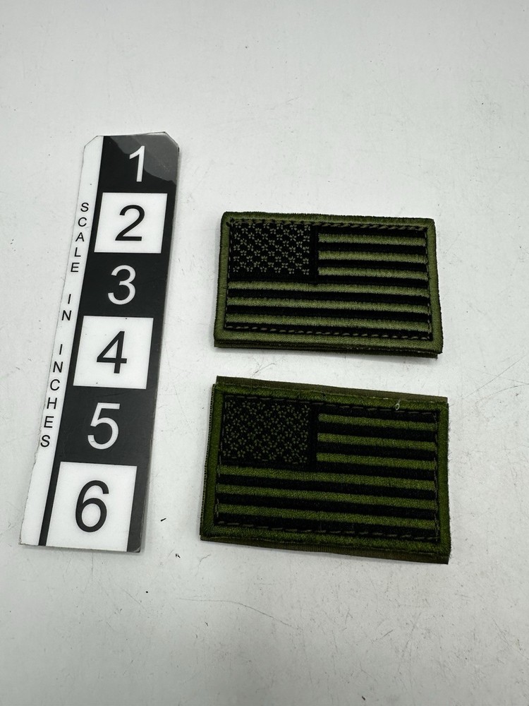 2x Olive Drab US Flag - 2x3 Patch Left Forward facing
