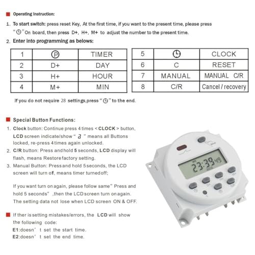 Time Switch Relay,Digital LCD Programmable,24V DC/AC Input,200-250V 16A Timer