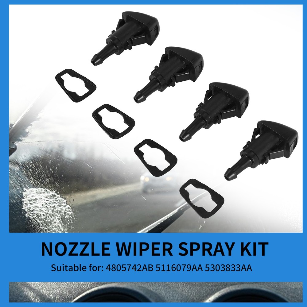 4 Pack Front Windshield Washer Nozzles Wiper Kit Replacement for 9864