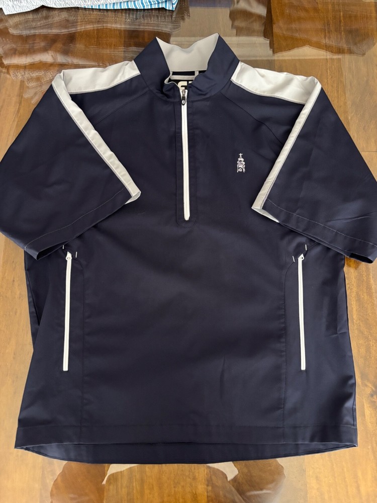 NWT MEN'S FOOTJOY 1/4 ZIP SS PULLOVER, SIZE: S, COLOR: NAVY/GRAY (M24)